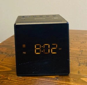 Retro Sony ICF-C1 Alarm Clock Radio AM/FM Black Cube LED Display Works Great! - Picture 1 of 10