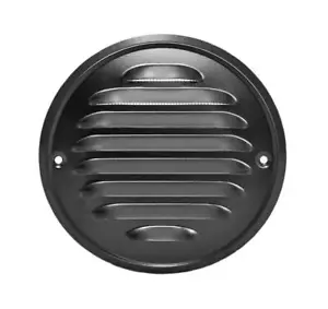 Rejilla de ventilación de aire redonda de metal negra 100 mm / 130 mm con ventilación de pantalla de mosca - Imagen 1 de 2