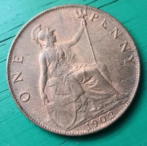 Centavo de bronce 1902 Eduardo VII marea alta #1015 - Imagen 1 de 2