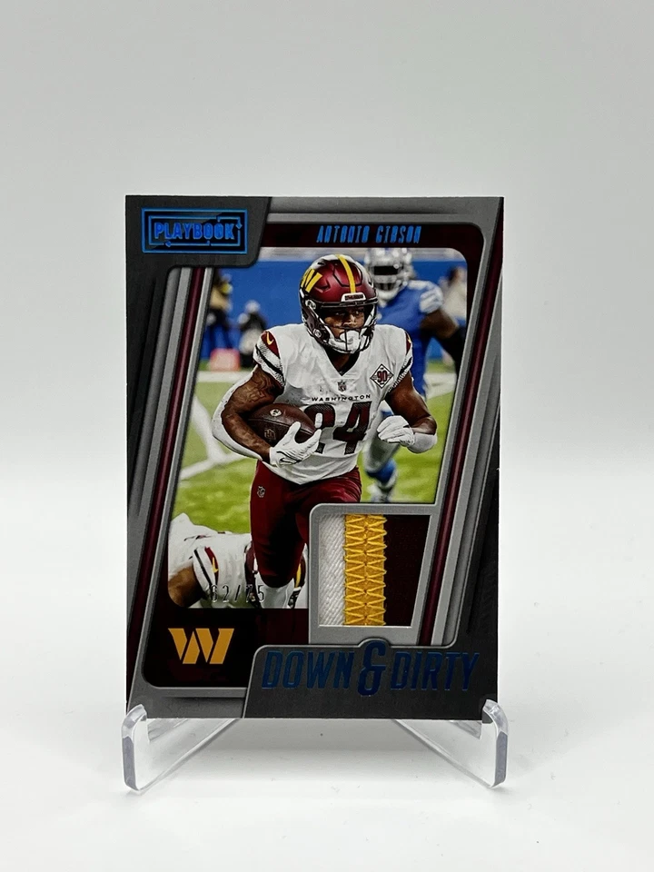 2022 Panini Playbook Antonio Gibson Down & Dirty Blue Game Used Patch /75 - Image 1 of 2