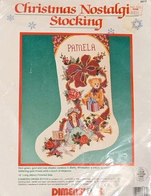 Dimensions Christmas Nostalgia Stocking Kit Counted Cross Stitch 8419 Vtg 1991 - Image 1 of 4