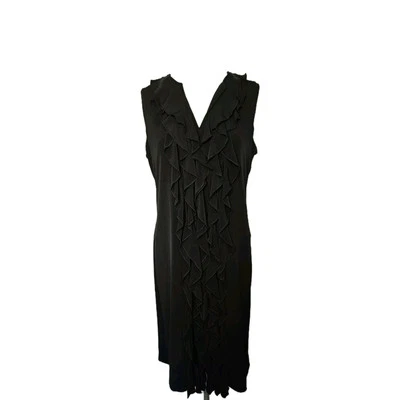 Calvin Klein Women's Sleeveless Ruffled Front Black Pencil Dress Size 8 - Image 1 of 4