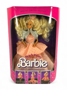 Muñeca Barbie Peach Pretty 1989 edición especial limitada Mattel #4870 de colección sin usar, en caja original - Imagen 1 de 8