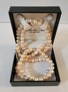 Belle De Mer Freshwater Pearl Necklace NWT 36" Pastel Blush Tones With Box READ - Picture 1 of 10
