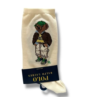 Polo Ralph Lauren Oso Calcetines Sombrero Verde 2025 Shopping Bear Mujer’s Marfil Foto 1 de 3