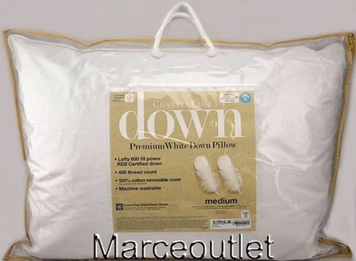 Almohadas Charter Club Premium blancas de plumón KING de densidad suave Foto 1 de 4
