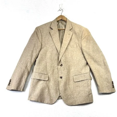 Blazer Stafford Mezcla de Lino 42 Corto Beige Hombre Doble Ventilación Clase Ajuste Abrigo Deportivo Foto 1 de 4