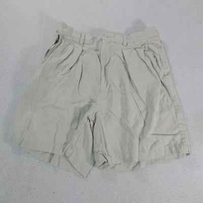 Tommy Bahama Shorts Womens 12 Beige 100% Silk Pleated Relaxed Fit Summer Pockets - Image 1 of 4
