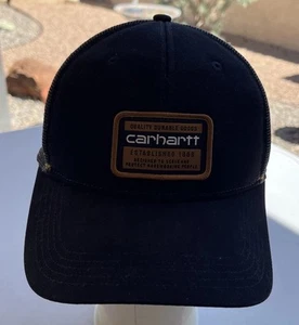 Carhartt schwarz Snap Back Cap Mütze Trucker Mesh grau Baseball Arbeit Logo Herren Patch - Bild 1 von 12