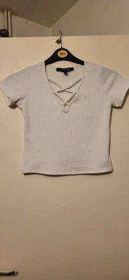 Lipsy London Ladies Size 8 White Short Sleeved Top - Image 1 of 4