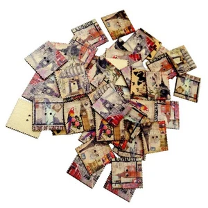 50x Square Scenic Stamps 2-holes Flatback For Sewing Craft - Picture 1 of 6