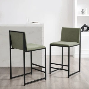 Dusk Rae Set Of 2 Barstools in Sage Green Velvet RRP £122 - Picture 1 of 5