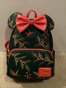 LOUNGEFLY DISNEY MINNIE MOUSE EMBOSSED HOLLY COSPLAY MINI BACKPACK~ TAGS~ NEW~ - Picture 1 of 7