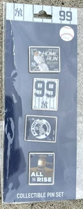 NY YANKEES AARON JUDGE 4 PIN SET 2022 HOME RUN RECORD AL SINGLE SEASON ALL RISE - Picture 1 of 3