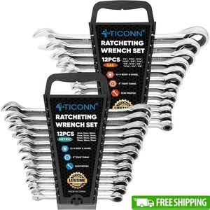 24PCS Ratcheting Wrench Set Chrome Vanadium Steel Mechanic Tool Compact Storage - Picture 1 of 8