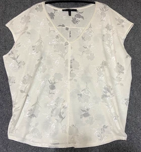 WHBM Mujer Talla XL Off White, Manga Corta, Floral Primavera Flores Camiseta SH - Imagen 1 de 6