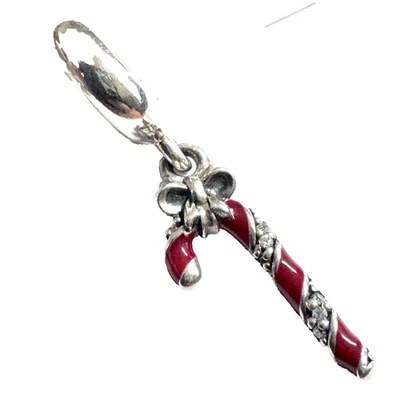 Pandora Sterling Silver Sparkling Candy Cane Dangle with Red Enamel 796382EN39 - Image 1 of 4