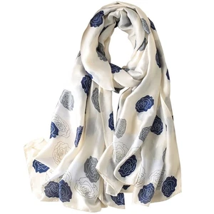 Womens 100% Large Mulberry Silk Scarf Long Satin Scarf Fashion Lightweight Wraps - Picture 1 of 5