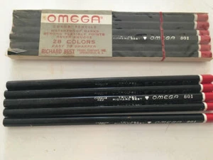 Vintage Omega Farbstifte rot Stück 6 Richard Best Bleistift Company + 5 weitere lose - Bild 1 von 4