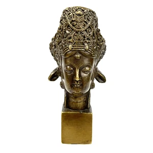 Chinese Bronze Guan Yin Seal Bodhisattva Bust - Picture 1 of 9