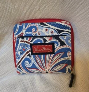 Vera Bradley Sea Side Nautical Red White & Blue Wallet Zip Around Lightweight - Picture 1 of 9