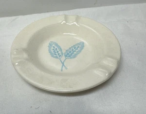 VINTAGE PORCELAIN DOUBLE BLUE WHEAT STOCK ASHTRAY SMALL 3 SLOT 3.25 INCH - Picture 1 of 4