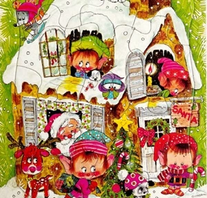 1978 Whitman Santas House Puzzle Vintage Frame Tray Winter Christmas 12 Pc GstRm - Picture 1 of 2