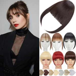 Thin Neat Air Bangs As Remy Hair Extensions Clip in on Fringe Front Hairpiece US - Picture 1 of 61