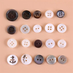 100 X 2/4 Holes Round Natural Pearl Shell Buckle Sewing Buttons DIY Handmade new - Picture 1 of 32