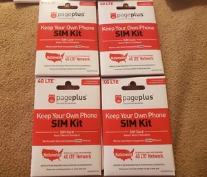 4 New PagePlus Keep Your Own Phone SIM Kits w/ Nano | Micro | Standard Options - Zdjęcie 1 z 1