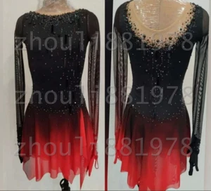 Eiskunstlaufkleid Damen / Mädchen Eislaufkleid schwarz rot gefärbt - Bild 1 von 6
