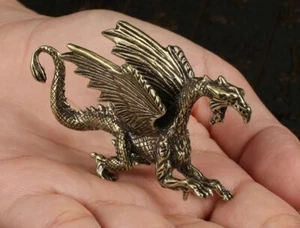 Brass Dragon Animal Statue Small Sculpture Tabletop Figurine Home Decor Gifts - Picture 1 of 6