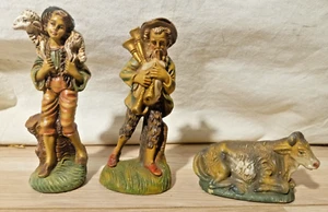 3 Vintage Nativity Figurines Made In Italy Christmas People Shepard Musician - Picture 1 of 6