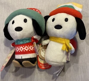 Hallmark Itty Bittys Peanuts Ski Lodge Snoopy & Holiday Hat Christmas Plush - Picture 1 of 3
