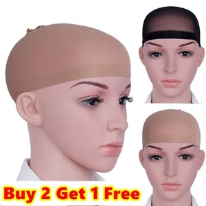 Nuevo 2 PIEZAS Peluca Gorra Cabello Negro Desnudo Unisex Transpirable Medias elásticas Delineador de nailon - Imagen 1 de 5