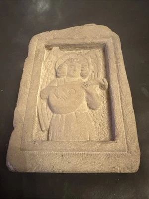 Escultura artística de piedra de ángel/mandolina Carruth Studio interior exterior 1994 vintage Foto 1 de 4