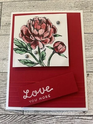 Juego de 4 tarjetas Stampin Up Love You More acuarela rosa en relieve Foto 1 de 3