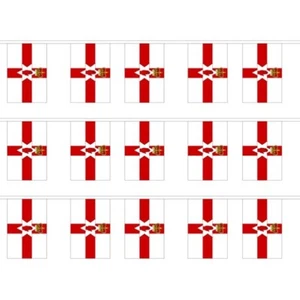 XL Northern Ireland BUNTING 18m Polyester N.I Hand of Ulster Football Decoration - Foto 1 di 1