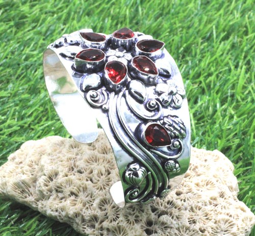 VALENTINO Bracciale Gioielli Argento Sterling 925 Granato Mozambico Gemma S ADJ"