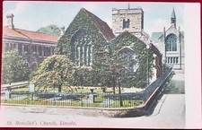 1906 COLOUR R/P PC of St. BENEDICT's CHURCH, LINCOLN, POSTED