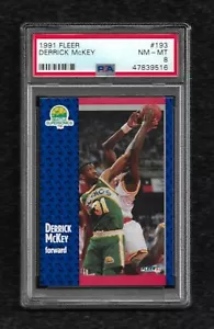 1991 FLEER #193 DERRICK McKEY PSA 8 NM-MINT POP 2 NONE HIGHER SUPERSONICS - Picture 1 of 1