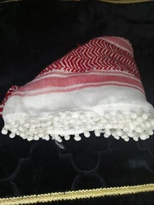 Bufanda árabe keffiyeh shemagh algodón original Ghftشماغ أردني باللون الاحمر والأبيض - Imagen 1 de 5
