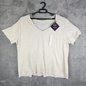 Womens Leopard Animal Print V Neck T Shirt Short Sleeve Ava & Viv Size 4X - Picture 1 of 12