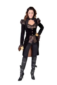 Steampunk-Jacke schwarz mit Spitze Karneval Fasching Halloween Kostüm Damen - Bild 1 von 1