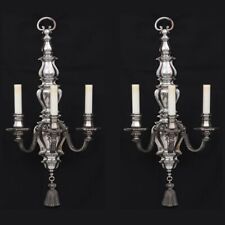 Pair E.F. Caldwell Large Silverplated Sconces -- 33 inches