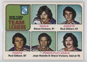 1975-76 O-Pee-Chee Steve Vickers Rod Gilbert Jean Ratelle #324 HOF