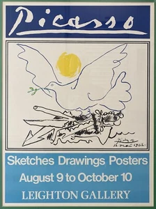🔥 RARE Vintage Old PICASSO Lithograph Exhibition Poster, LEIGHTON GALLERY 1960s - Picture 1 of 22