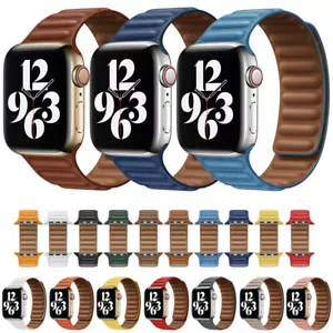 Magnetic Soft Leather Band Strap for Apple Watch Series 10 9 8 7 6 5 4 3 38-49mm - Picture 1 of 40