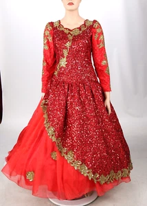 Mike Benet Vintage 80s Red Sequin Custom Quince Pageant Performance Dress sz 18 - Picture 1 of 4