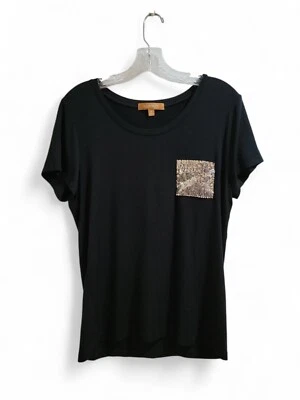 Blusa Top Glam Glam Ellen Tracy Bolsillo Lentejuelas Negra Tejida Para Mujer Mediana Foto 1 de 4